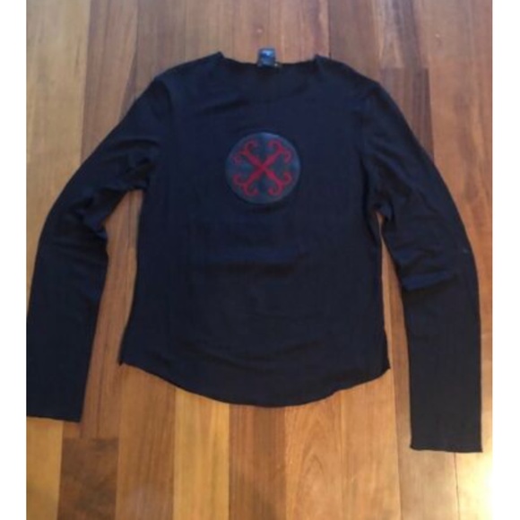 EXTREMELY RARE Vintage Vivienne Tam Long Sleeve Blouse w/ leather patch Size 3